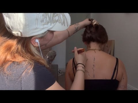 ASMR | playing with my best friends hair | brushing sounds, layered sounds, tapping,..(no talking)