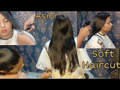 Soft Haircut ASMR 💇‍♀️Spray sounds, gentle cutting&brushing so relaxing that I almost fell asleep 😴💤