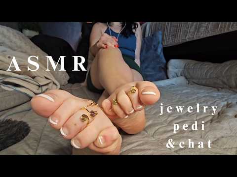 ASMR | Showing you my new jewelry&Pedii while we catch up on life|
