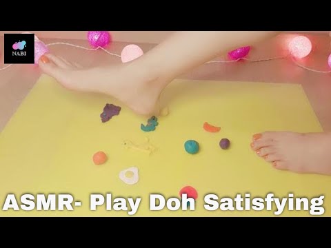 ASMR:: Barefoot:: Foot crush::Satisfying with play doh:: 플레이도우 찰흙밟기