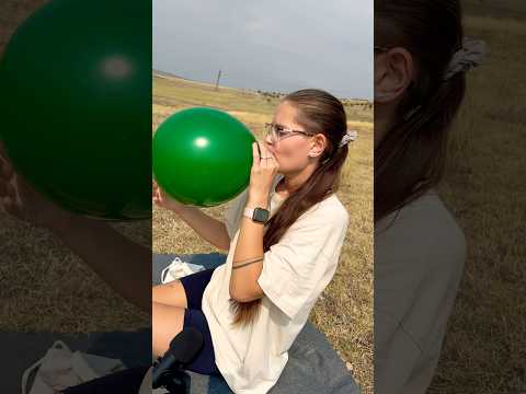 BLOWING Green Balloon #asmr #balloon #youtubepartnerprogram