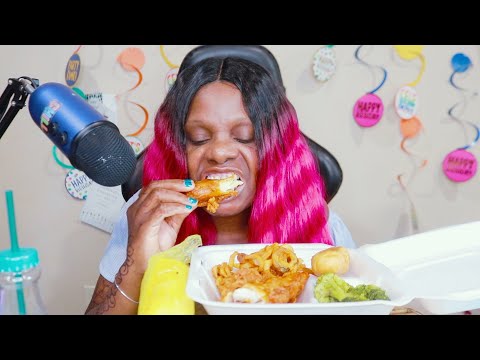 Spicy Fried Fish Batter ASMR Eating Sounds
