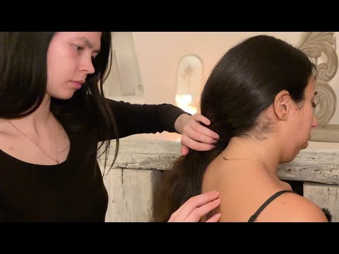 ASMR hair play, gentle touches, and back tracing to help you completely relax (whisper, real person)