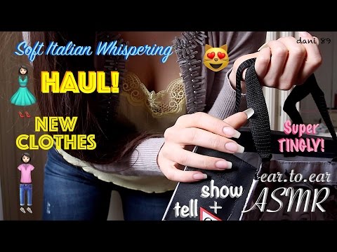 🎧 binaural ASMR 👚 NEW Clothing HAUL 👕 Tapping + Scratching: FABRIC👖👂 *Whisper + Soft Spoken (ITA)* 💤