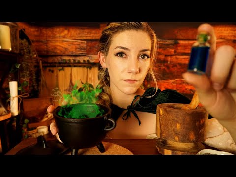 ASMR 🧙🏻‍♀️ Brewing Your Potions | Mortar & Pestle, Fizzing, Bubbling, Apothecary Roleplay