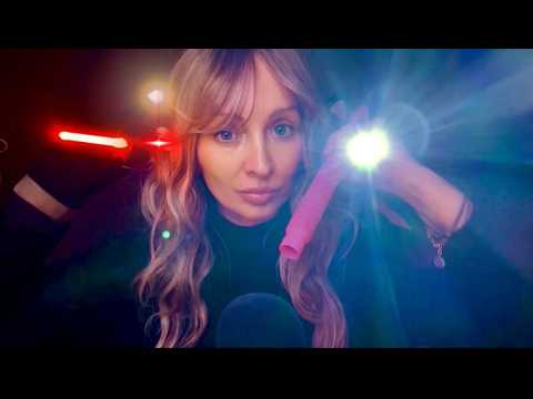 ASMR Eyes Open Then Closed, Follow My Instructions Light Triggers & Deep Red Noise Until You Sleep