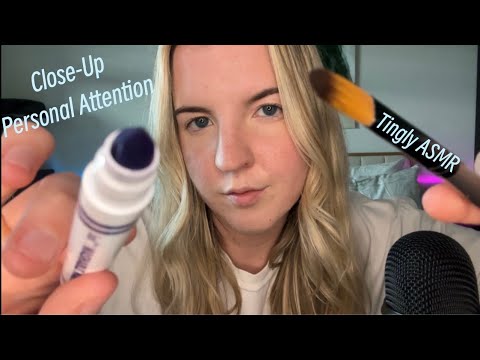 painting your face until you fall asleep ASMR (face brushing, hand movements, personal attention)