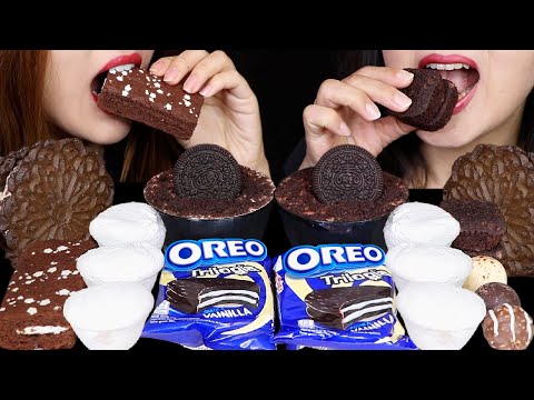 ASMR OREO ALFAJOR, COOKIES & CREAM MOCHI ICE CREAM, CHOCOLATE MOUSSE CAKE, PAN DI STELLE, BROWNIE 먹방