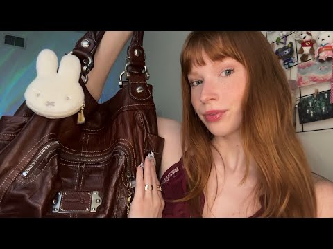 ASMR what’s in my bag (rambling, rummaging, tapping) 