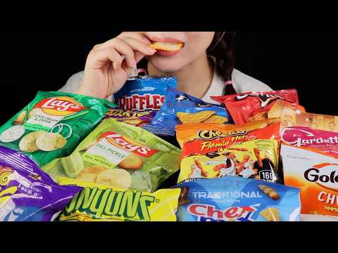 ASMR Assorted American Snacks Review | Eating Sounds Mukbang No Talking