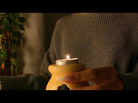 ASMR Sleep prep 🌧️🌙 bedtime setup, candle, book & rain sounds
