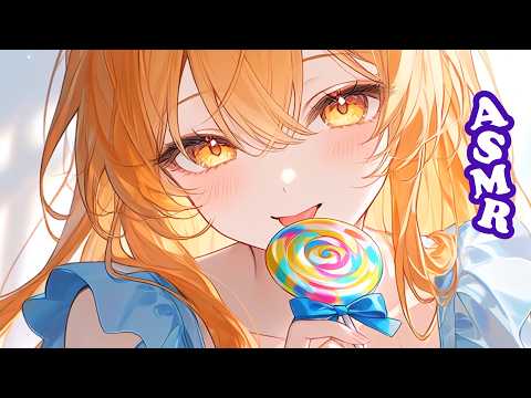 ASMR eating and licking lollipop , intense mouth sounds 🍭💛🍭 [no talking]