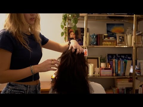 ASMR Hair Brushing and Head Massage on My Sister ✨ real person, whispering
