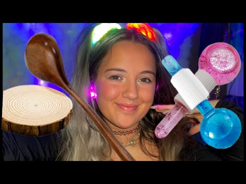 ASMR GLOW LIVE 🧑🏽‍🎤👩🏽‍🎤 pt. 2 — wooden spoon, water globes, wood tapping, & mouth sounds!