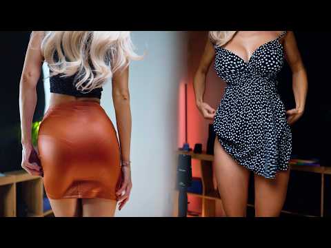 ASMR Dress Try-On | Fabric Scratching & Leather sounds with GF Mia