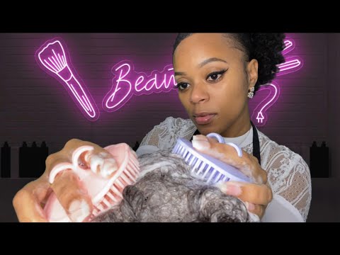 ASMR | 🧼 Relaxing Shampoo Wash On Afro Hair | Sleepy Hair Salon Roleplay | Spray Bottle Sounds