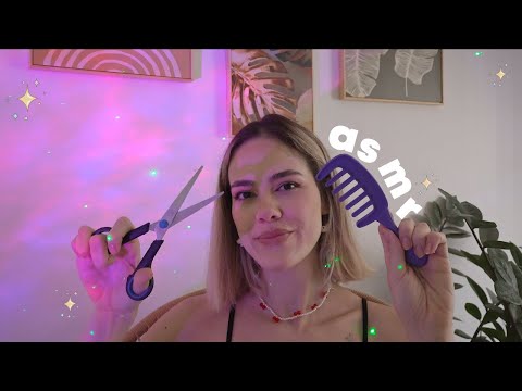 ASMR ✧ | VOU PENTEAR, CORTAR E SECAR O SEU CABELO - relaxamento capilar profundo 👩🏻‍🦳