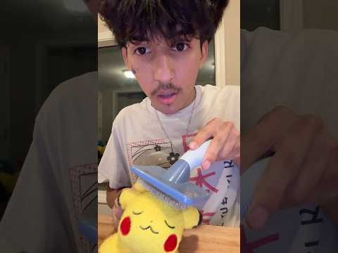 ASMR brushing Pikachu 🪮 #shorts #asmr #pokemon