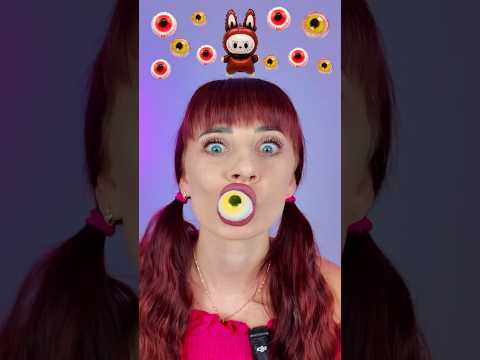 ASMR Emoji Gummy Eyeballs, Giant Gummy Labubu  #mukbang