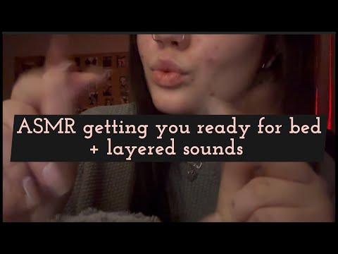 ASMR getting you ready for bed + layered sounds + skin care