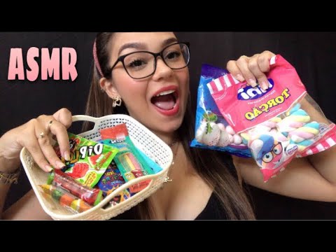 ASMR- MASTIGANDO CHICLETES, MARSHMALLOW, PIRULITO.. | Sons molhados | Mastigação 🍬