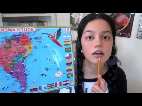 asmr • soft geography teacher | map of South America | (part II. capitals)