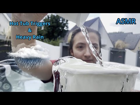 ASMR in Hot Tub with Heavy Rain ⛈