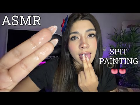 ASMR ESPAÑOL / SPIT PAINTING CON MUCHA BABA INTENSA + COMIENDO MAQUILLAJE REALISTA