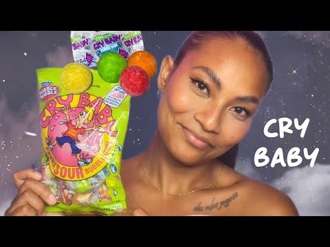 ASMR Trying Cry Baby Extra Sour Gumballs , Dubble Bubble , Wrapper Sounds , Mouth Sounds