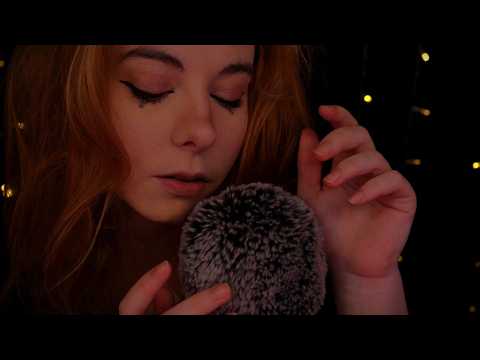 ASMR | cozy Whispering "shh, relax, it's okay, go to sleep" - Rain & Fire Ambiance, Fluffy Mic