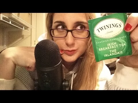 ASMR Irish Breakfast Tea - Whisper, hand movements, Crinkles, Visuals ( soft kitty song )