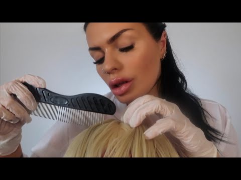 ASMR School Nurse Lice Check & Scalp Treatment 👩🏻‍⚕️ (brushing, massage, latex gloves)