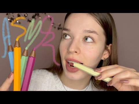 ASMR рисую по тебе съедобными карандашами🎀eating,trigger words,mouth sounds