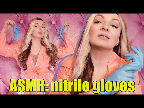 ASMR: blue nitrile gloves and pink PVC coat