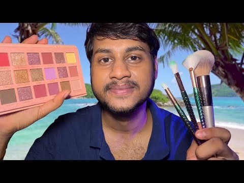 ASMR Let Me Pamper You at the Beach 🌴💄 Relaxing Makeup Session for Sleep 😴