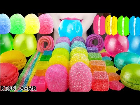 【ASMR】RAINBOW DESSERTS🌈 SUGAR COVERED MARSHMALLOW,CANDIED MACAROON MUKBANG 먹방 EATING SOUNDS