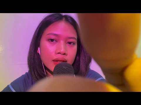 ASMR plucking but saying 'relax' (word repetition, tongue clicking)