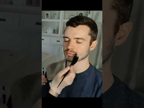 Beard cleaning with a brush and foam