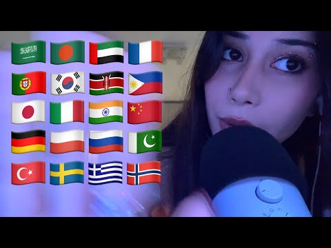 ASMR trigger words in 20 languages (hand sounds, up-close whispers)