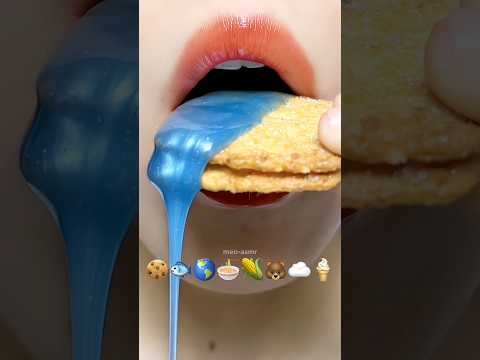 Asmr Eating Blue Emoji Food Jelly Honey Gummy Ball Wax Candy 🌽🌏🍜 #mukbang #eatingsounds #asmr