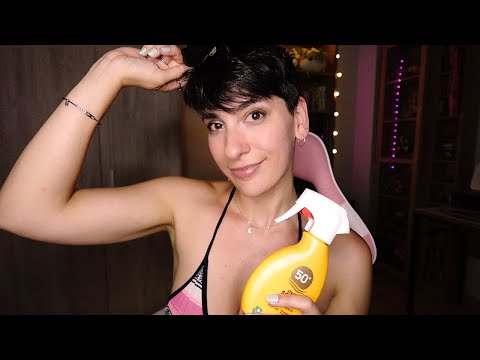ASMR Español - TU AMIGA te lleva a la PLAYA - Cremita y Mouth Sounds