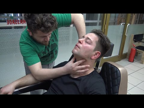 ASMR TURKISH BARBER SPECIAL SERVICE+NECK-BACK CRACK+throat,head,back,arm,ear,foot,shampoo,ax massage