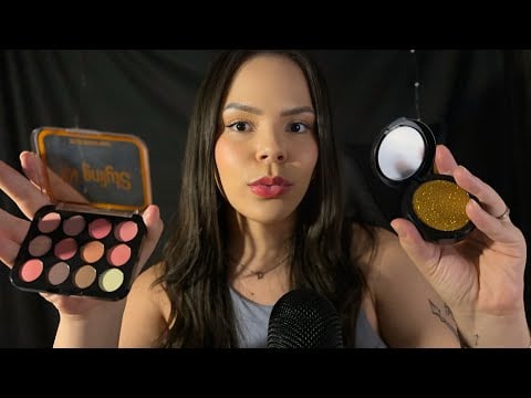 ASMR TE MAQUIANDO COM PRODUTOS “FALSOS” 😴