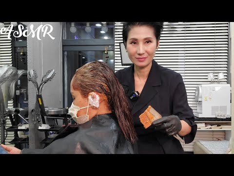미용실 ASMR  멋내기 뿌리  새치커버잇기   tying gray hair cover/Korean hair salon