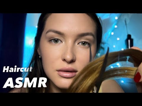 АСМР Расчесывание волос /  Массаж / Усыпляющая стрижка и укладка волос  / ASMR Haircut Shampoo