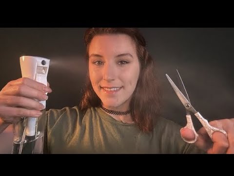 ASMR Fast and Aggressive Haircut | scalp massage, scissor sounds + measuring