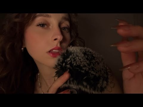 ASMR tingliest mouth sounds with slow fluffy mic scratches