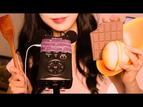 ASMR 저 왔어요🩷 가짜음식 먹기!! 🍔🍫🥖🪃👄😋+나무주걱 이팅유〰️ Fake food asmr!!