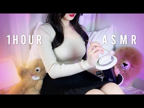 ASMR(Sub) 1 HOUR Super Soft Ear Cleaning w/ Ear Blowing😴 Q-tip, Fluffy, Micro Q-tip, Ear blowing