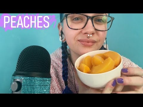 ASMR Eating Tinned Peaches (Juicy Eating Sounds) 🍑
